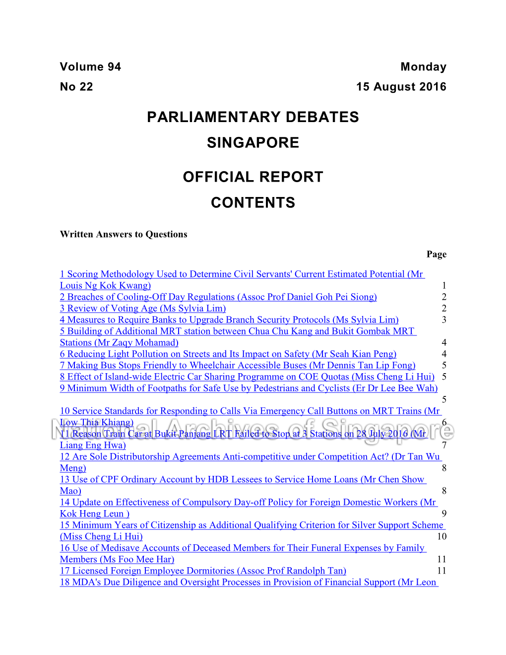 Parliamentary Debates Singapore Official Report