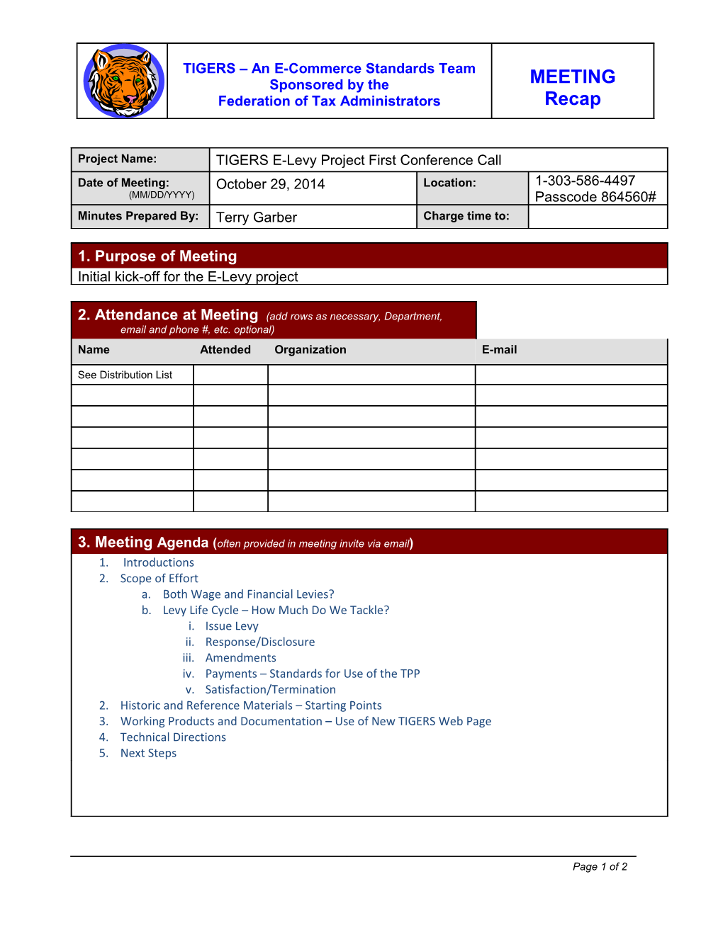 Project Meeting Minutes Template