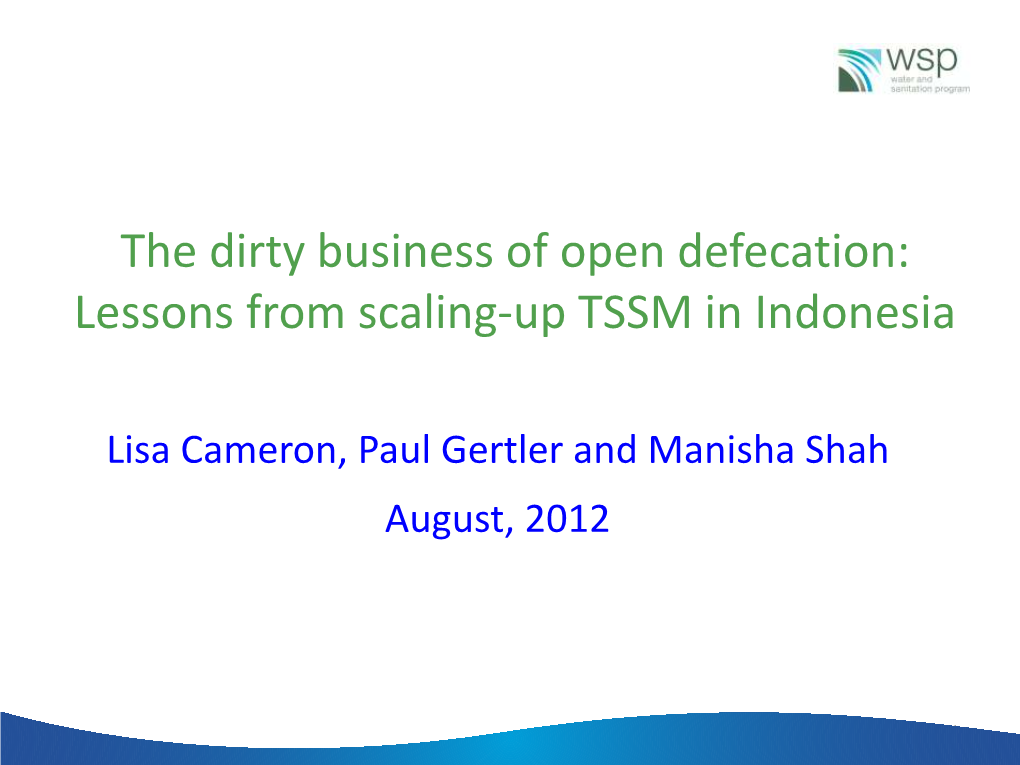 The Dirty Business of Open Defecation: Lessons from Scaling-Up TSSM In