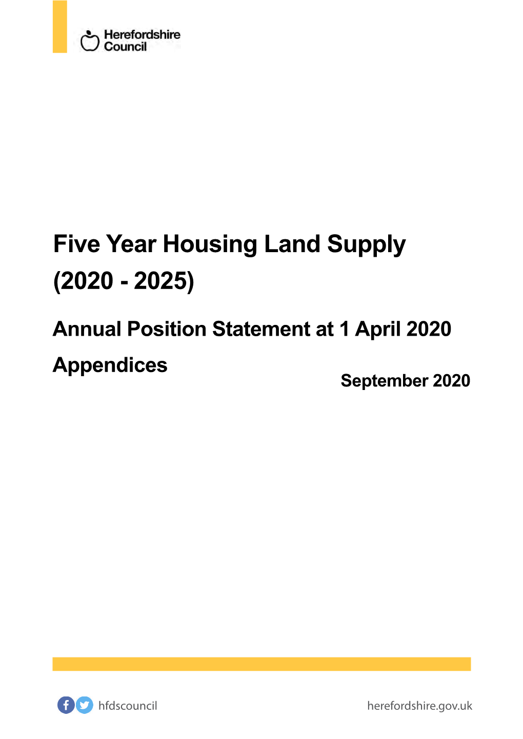 Five Year Housing Land Supply (2020 - 2025)