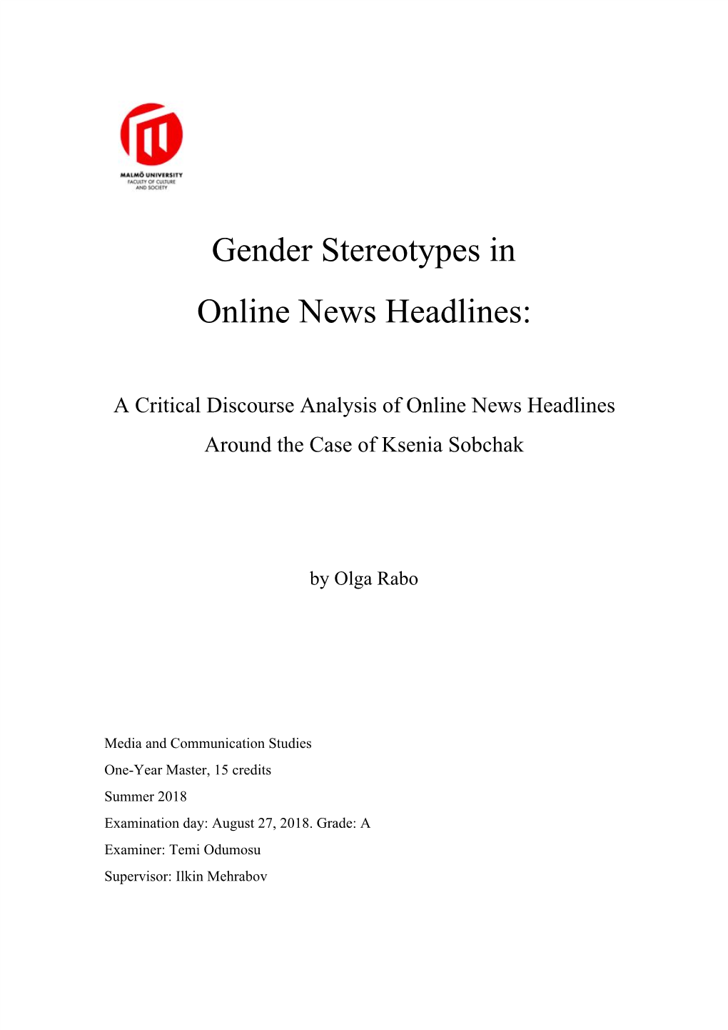 Gender Stereotypes in Online News Headlines