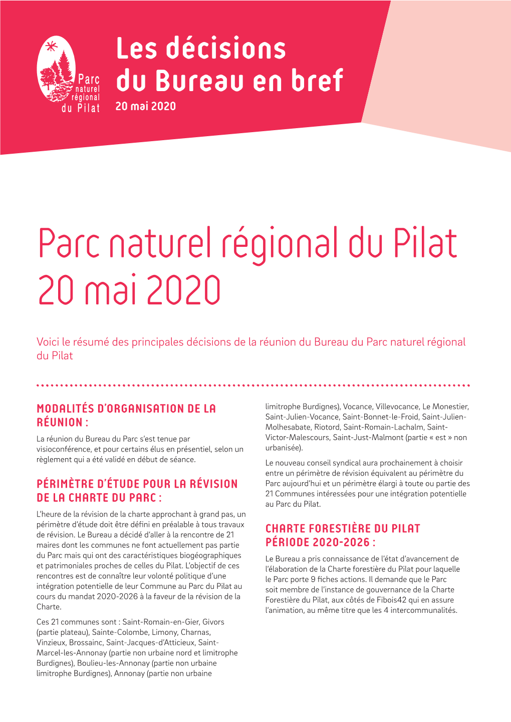 Parc Naturel Régional Du Pilat 20 Mai 2020