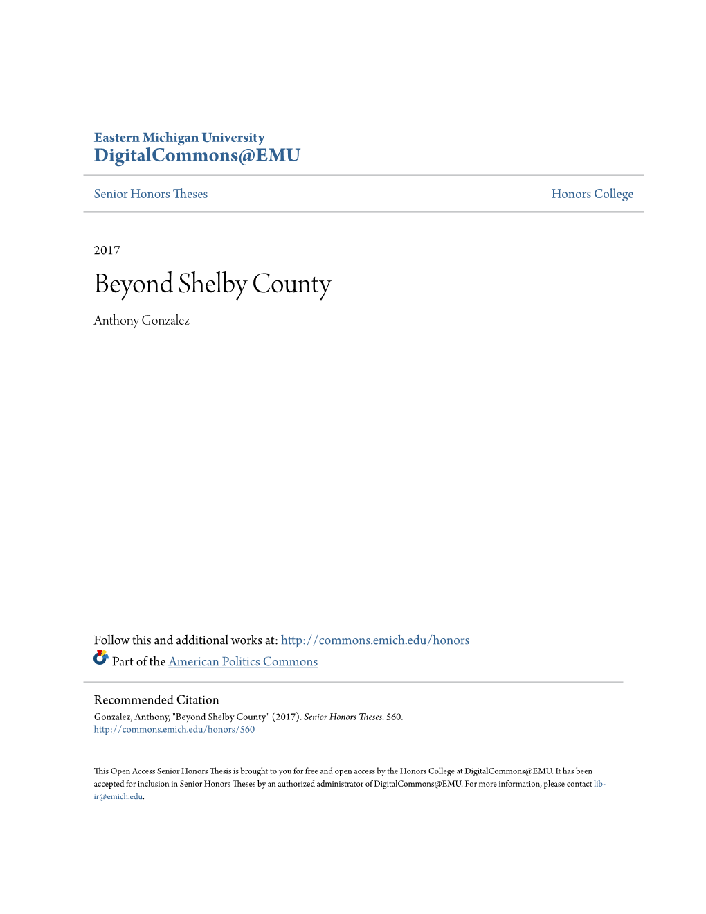 Beyond Shelby County Anthony Gonzalez