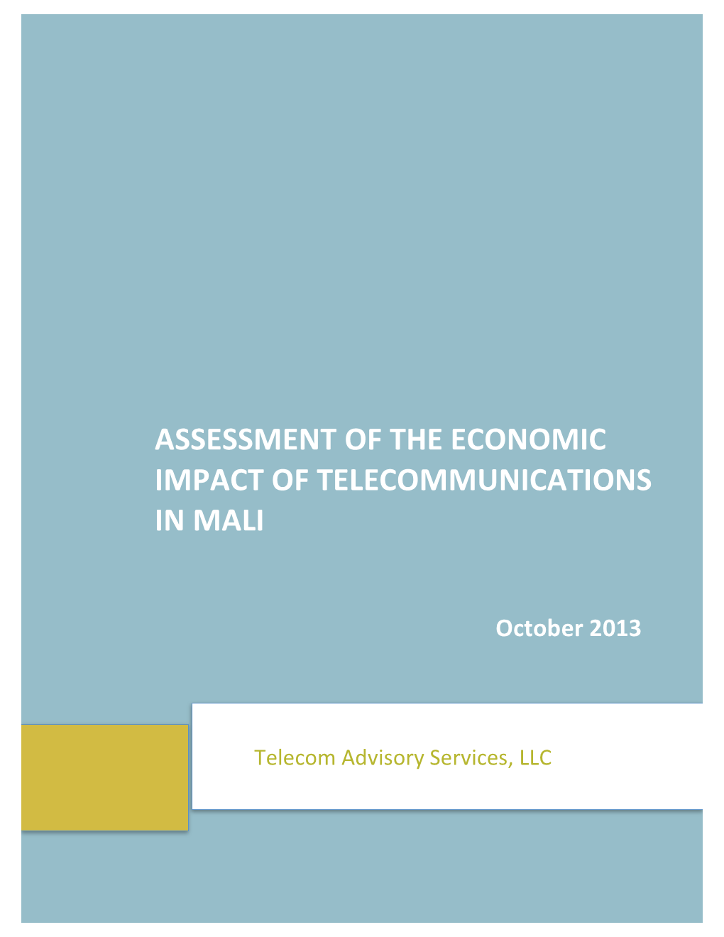 The Economic Impact of Communications in Mali