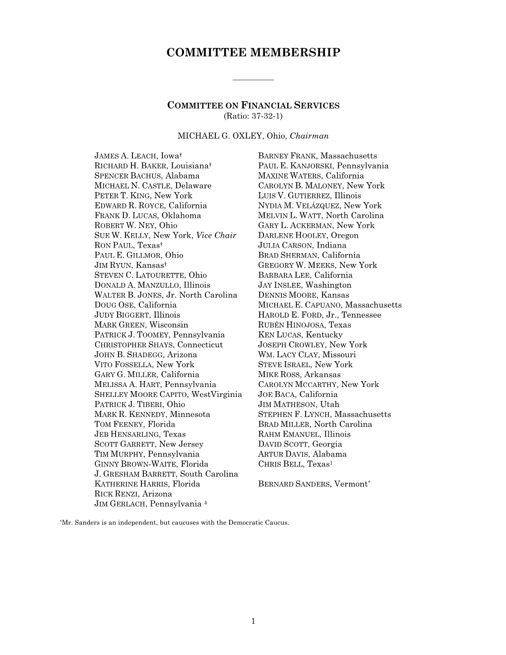 Archived Committee Membership