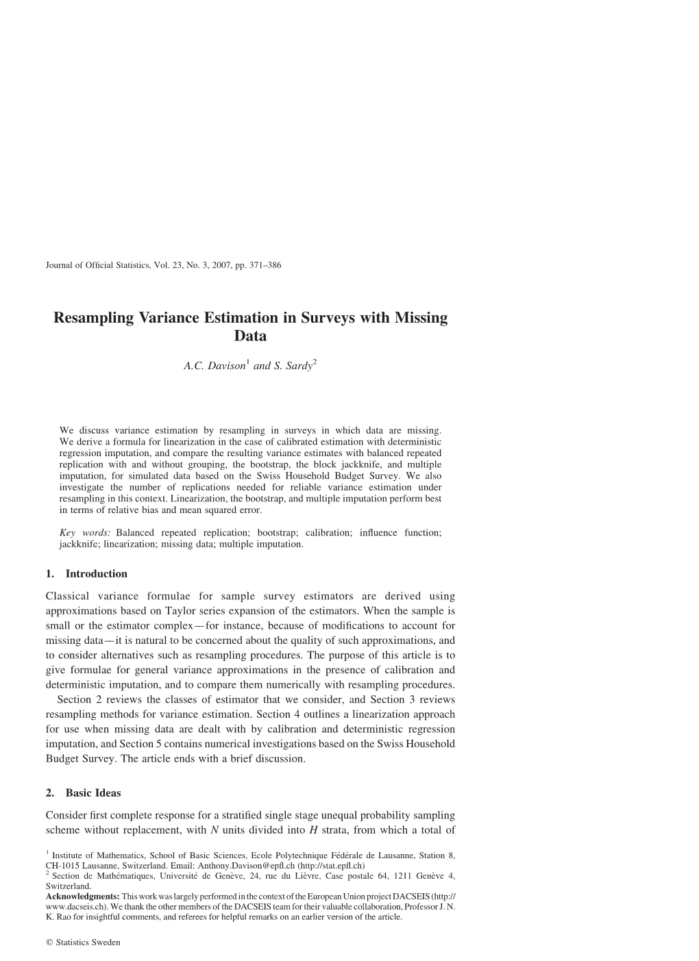 Resampling Variance Estimation in Surveys with Missing Data