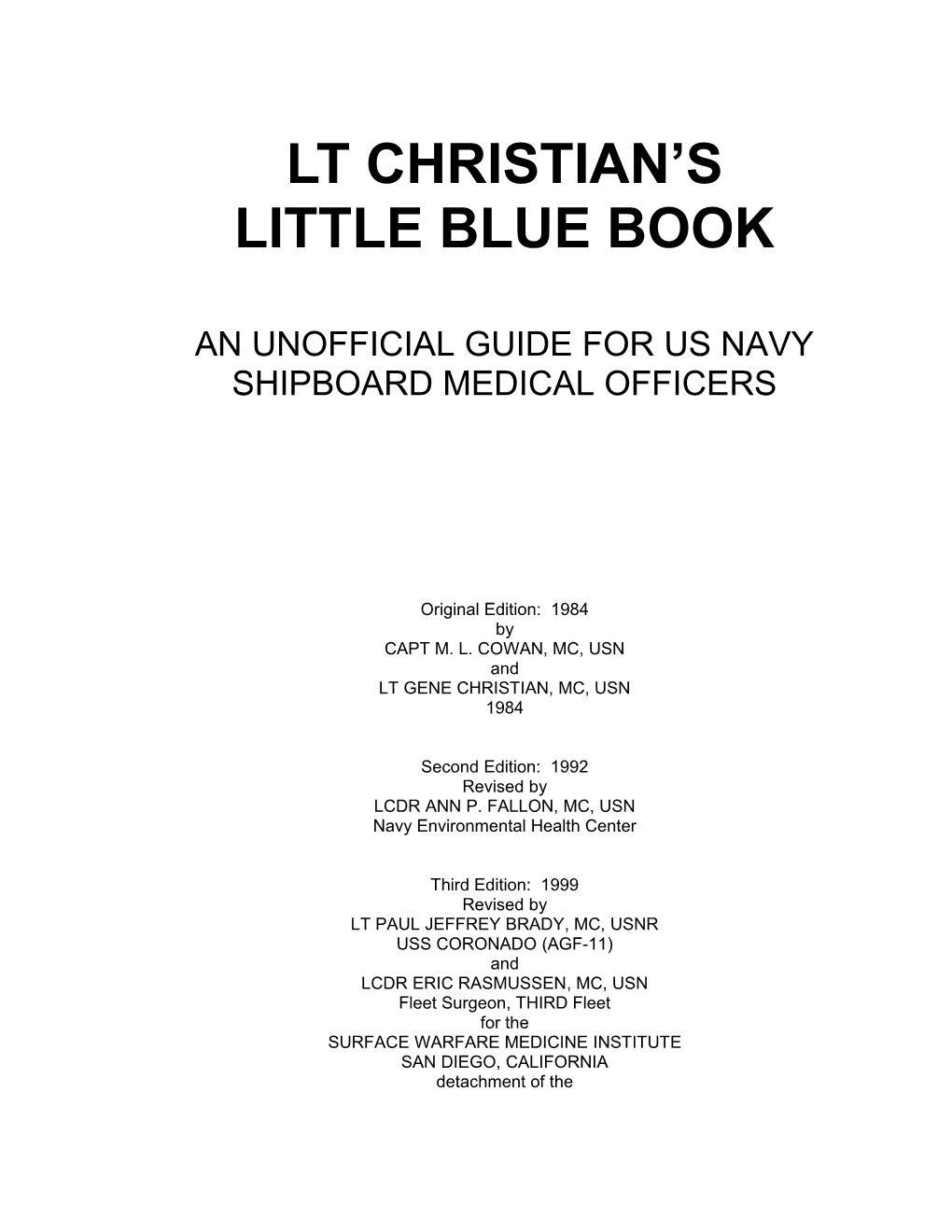 Lt Christian S Little Blue Book