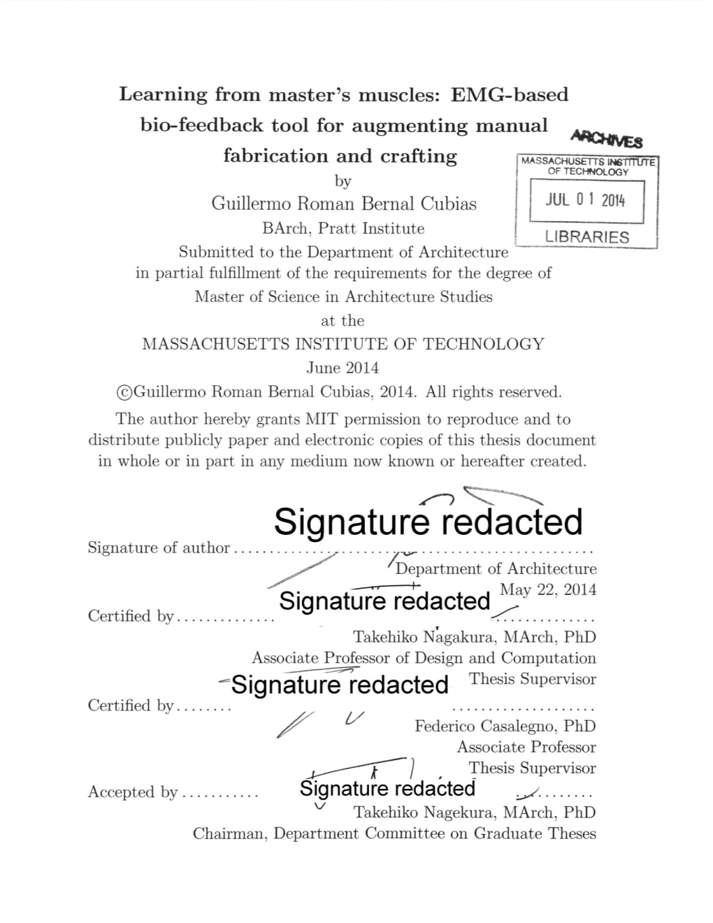 Signature Redacted Signature of Author