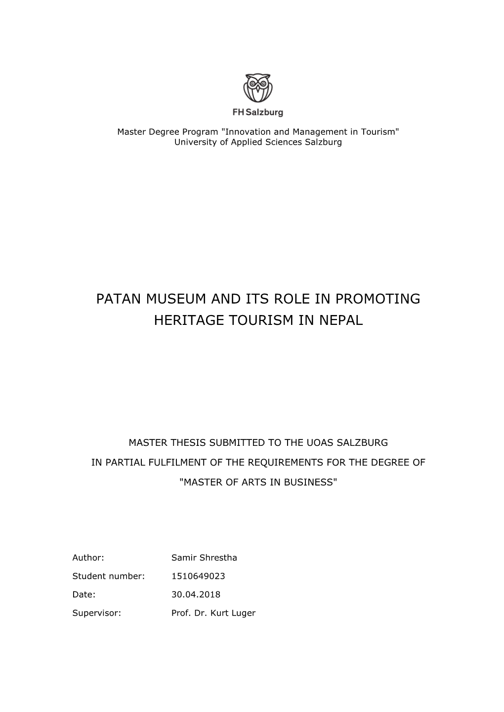 Patan Museum and Its Role in Promoting Heritage Tourism in Nepal