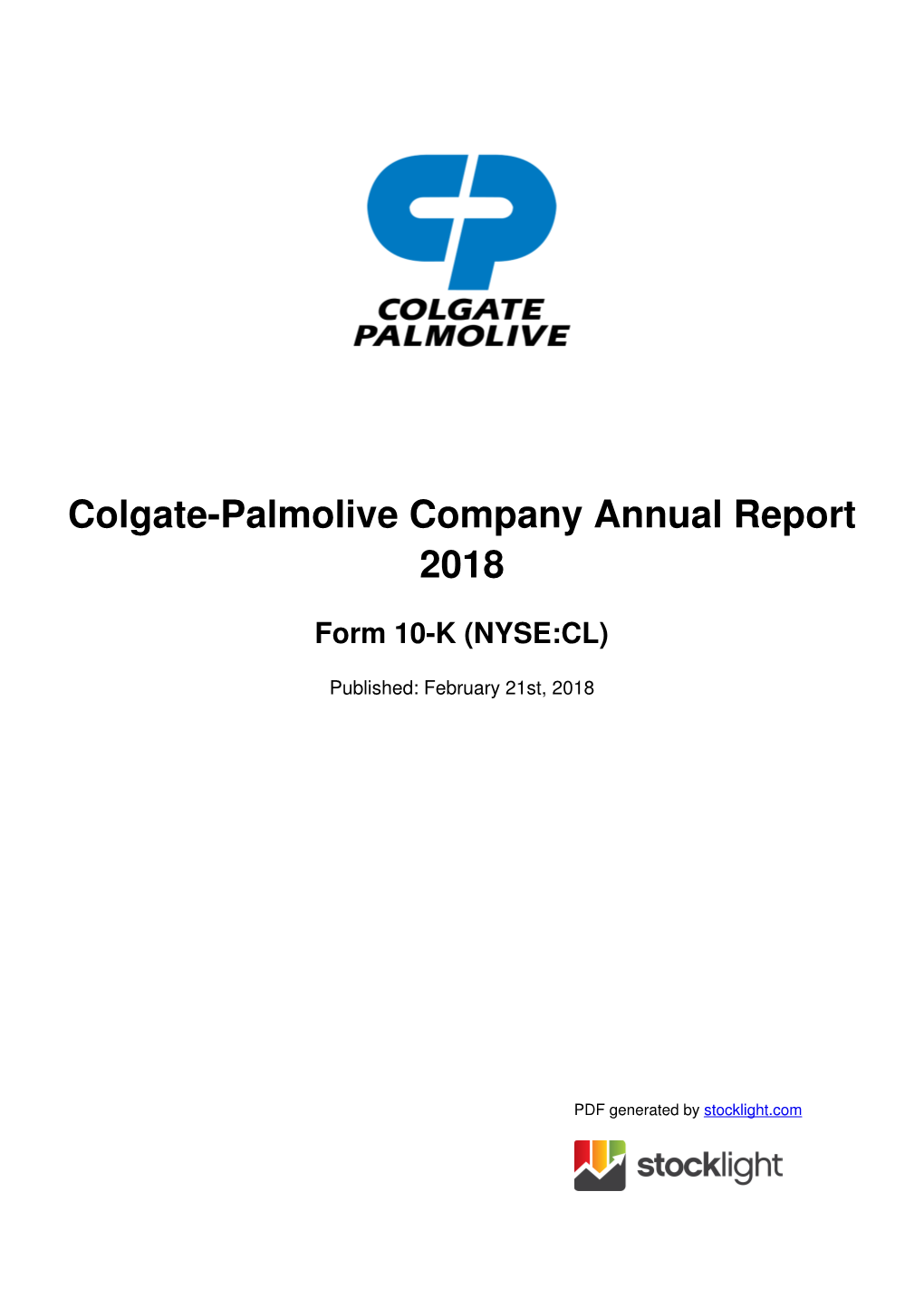 Colgate-Palmolive Company Annual Report 2018