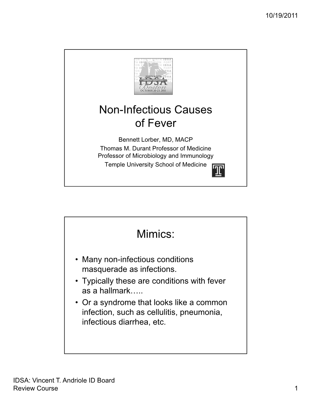 Non-Infectious Causes of Fever Mimics