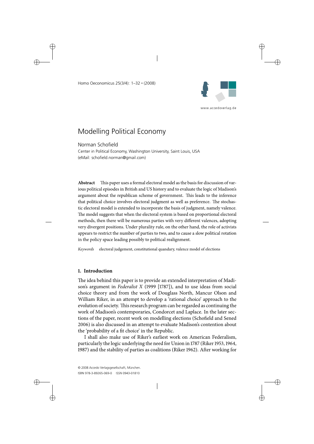 Modelling Political Economy