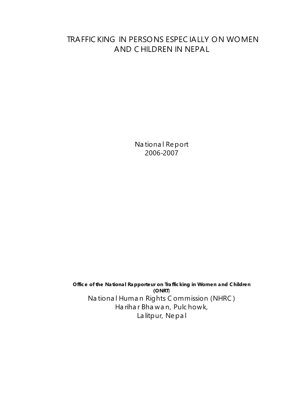 Trafficking in Persons Especially on Women and Children in Nepal