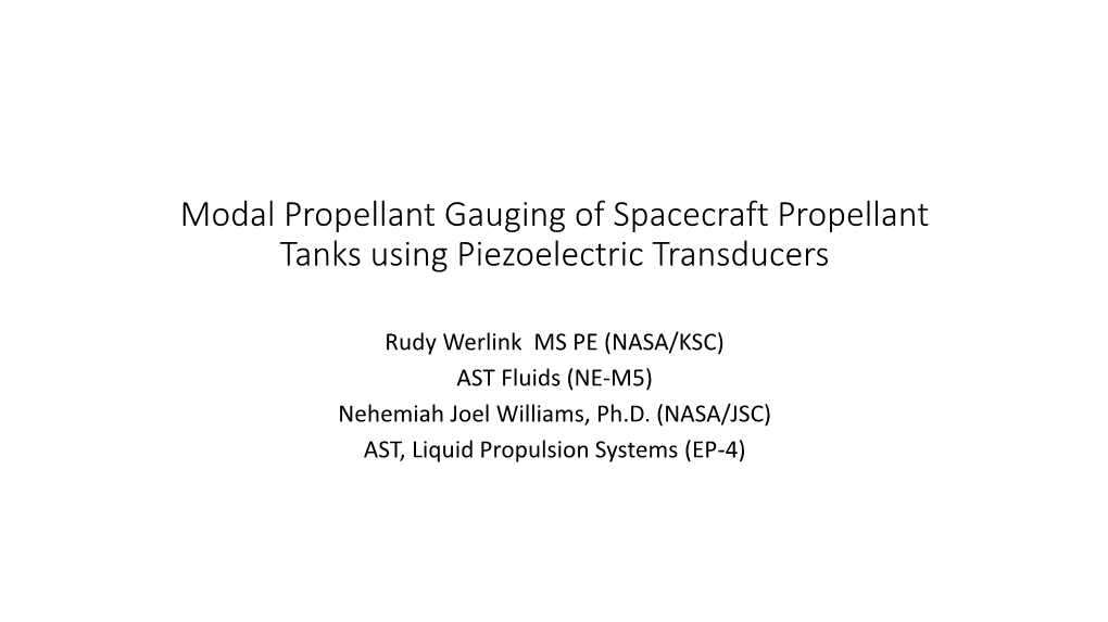 The Zero G Propellant Measurement Problem