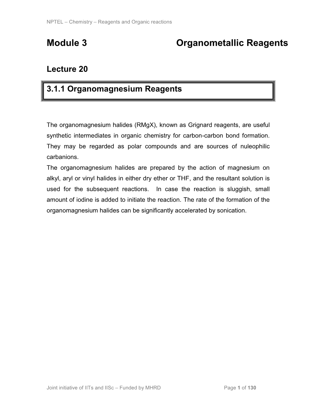 Module 3 Organometallic Reagents