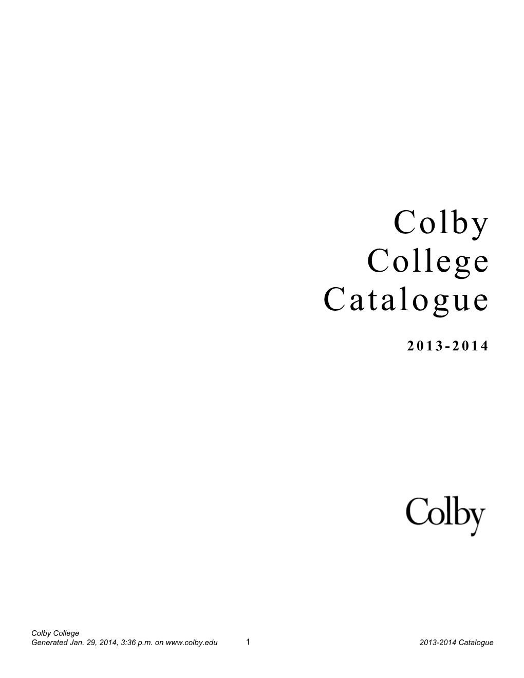 Colby College Catalogue