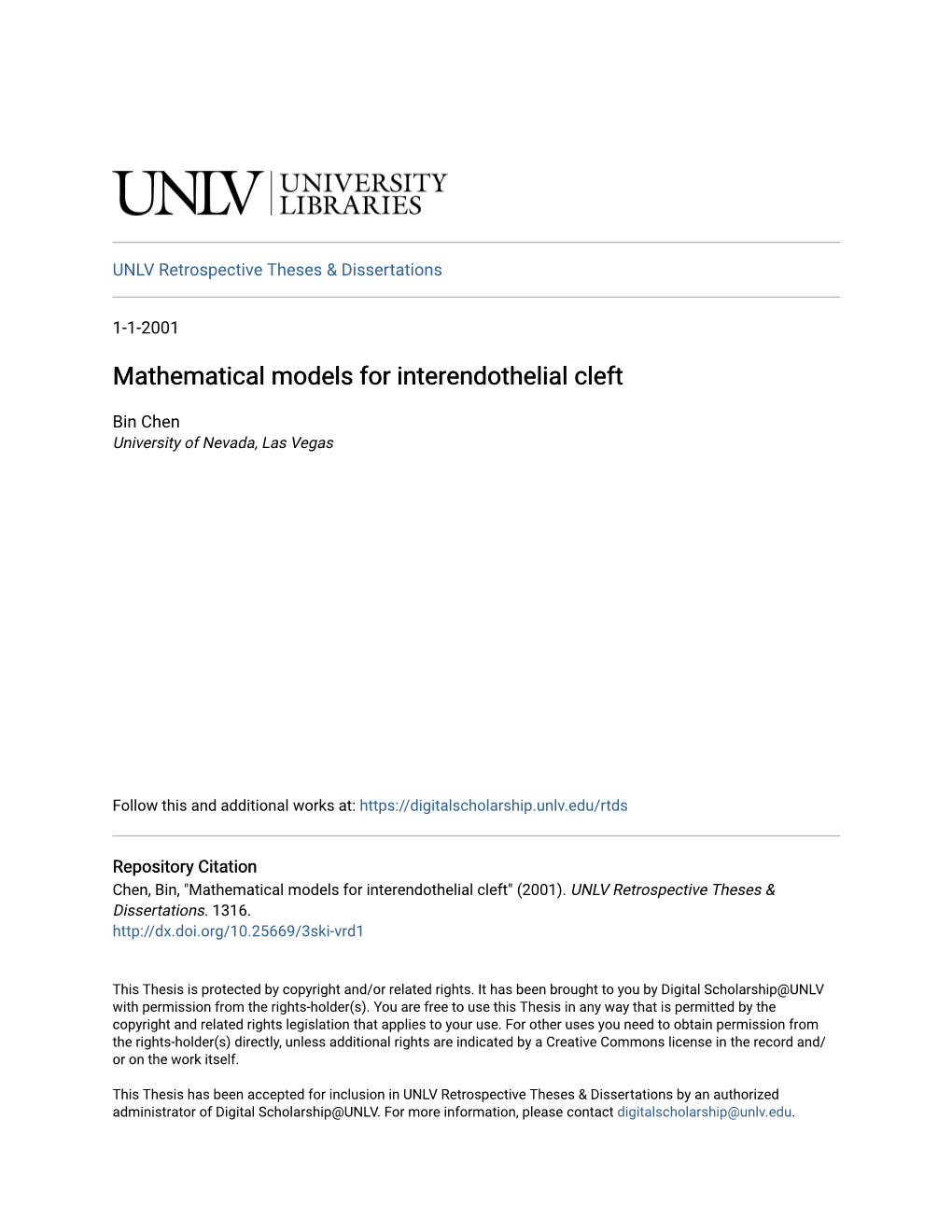 Mathematical Models for Interendothelial Cleft