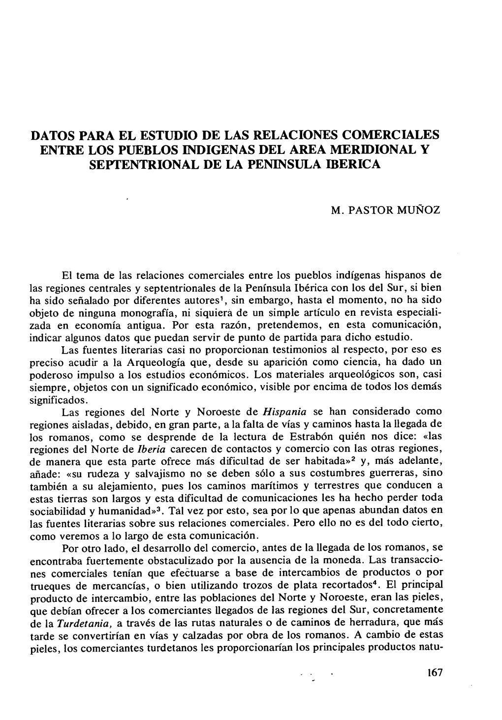 Datos Para El Estudio De Las Relaciones Comerciales Entre Los Pueblos 1Ndigenas Del Area Meridional Y Septentrional De La Peninsula Iberica