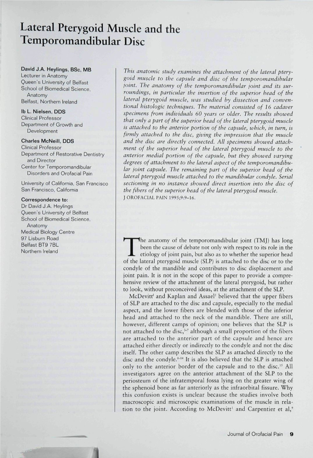 Lateral Pterygoid Muscle and the Temporomandibular Disc