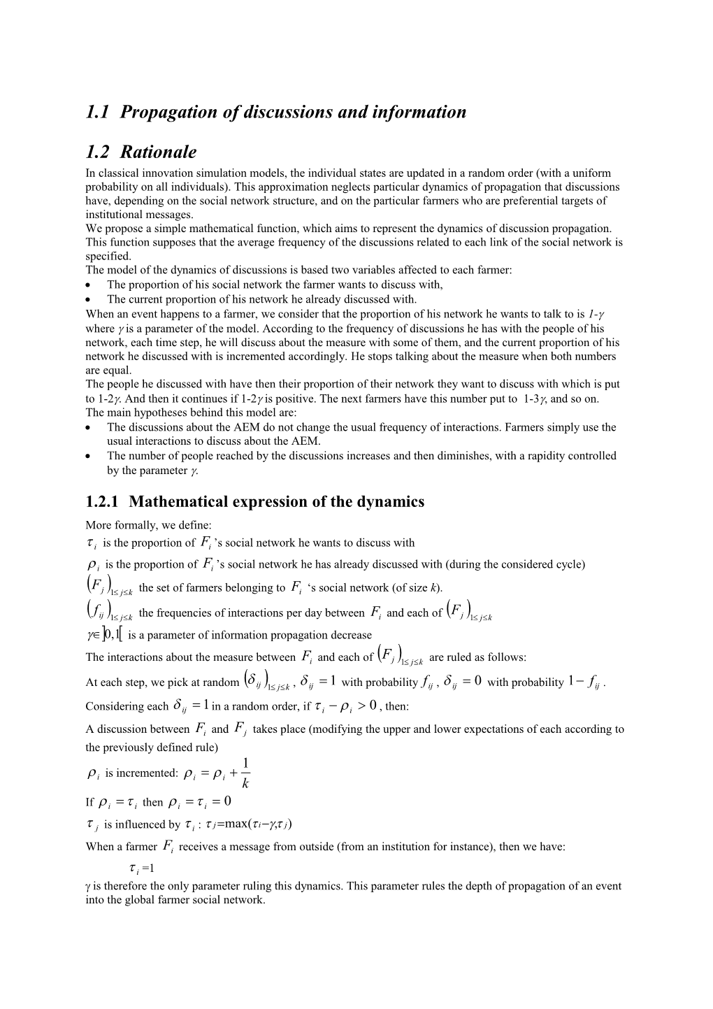 1.1 Propagation of Discussions and Information