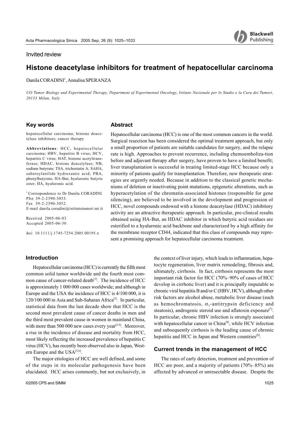 Histone Deacetylase Inhibitors for Treatment of Hepatocellular Carcinoma