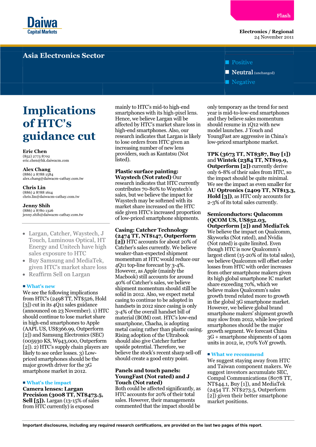 Implications of HTC's Guidance