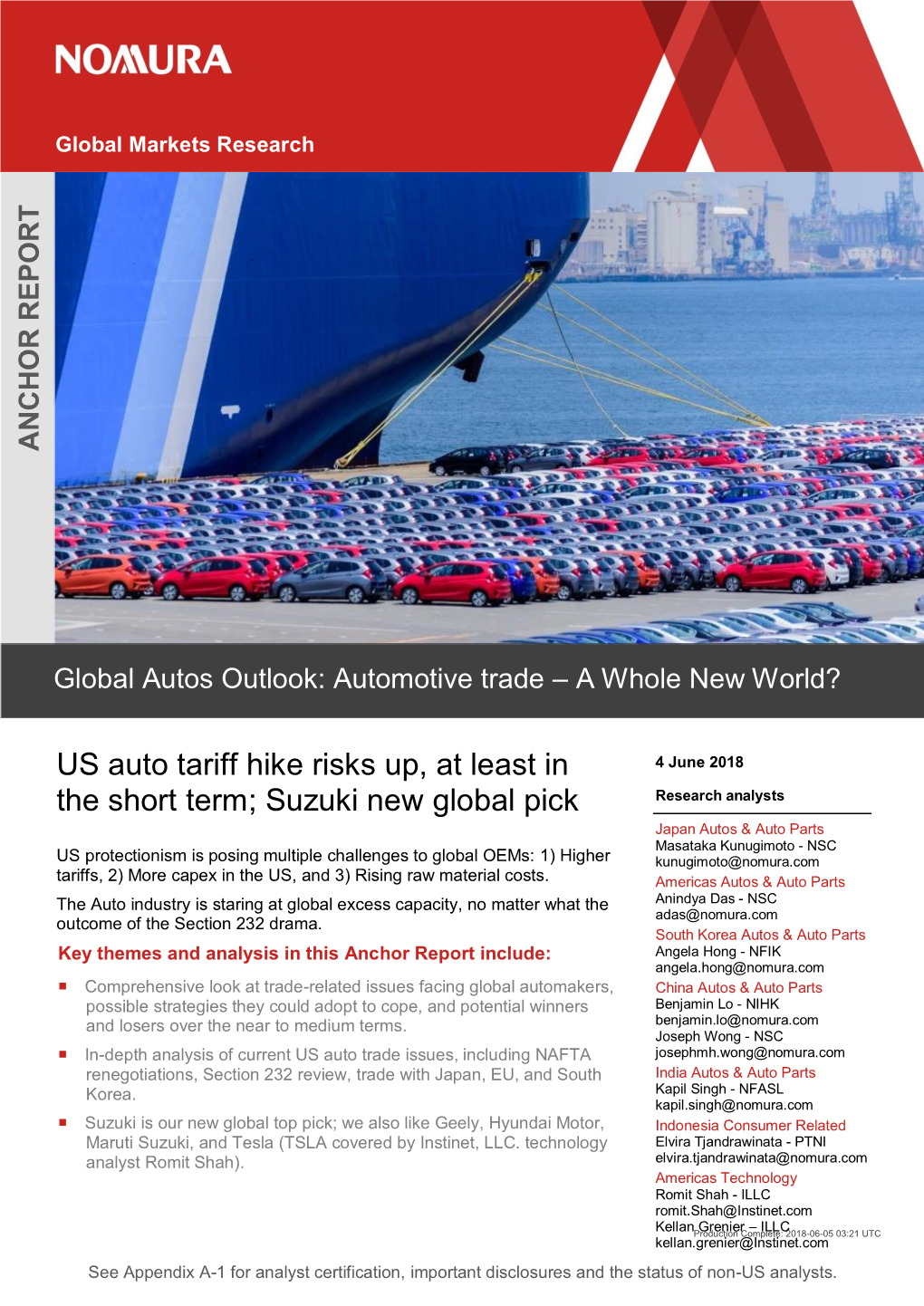 US Auto Tariff Hike Risks Up, at Least in the Short Term; Suzuki New Global Pick