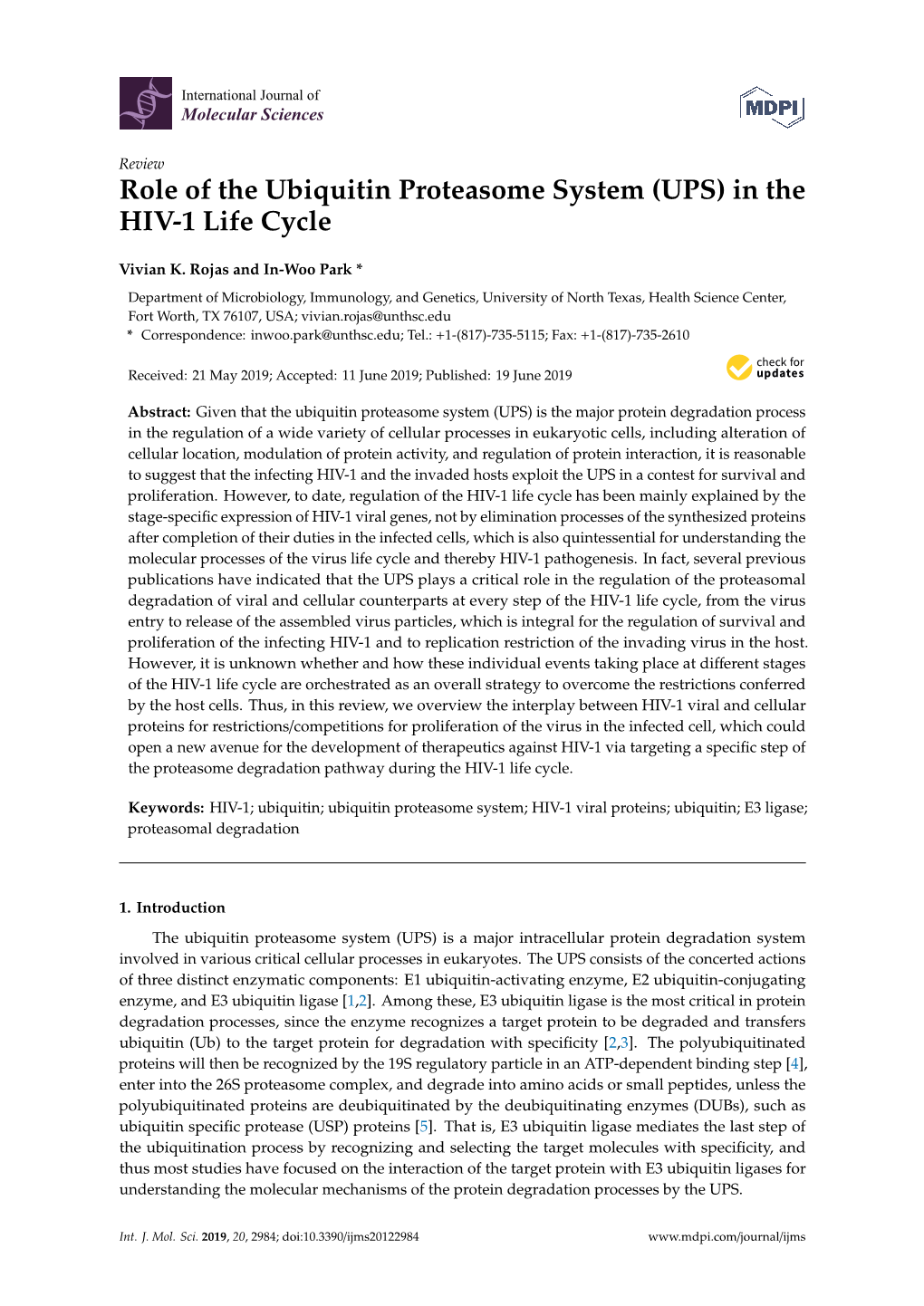 Role of the Ubiquitin Proteasome System (UPS) in the HIV-1 Life Cycle