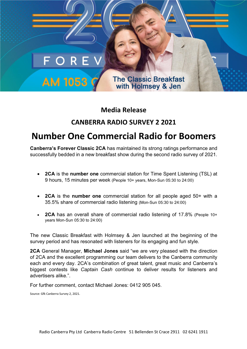 Number One Commercial Radio for Boomers