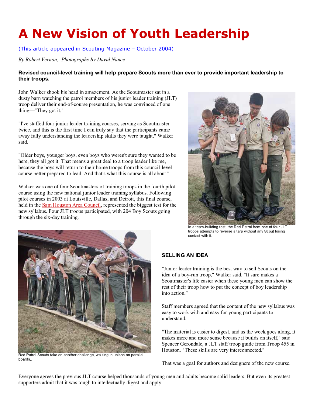 NYLT Article-Scouting Magazine-10-2004