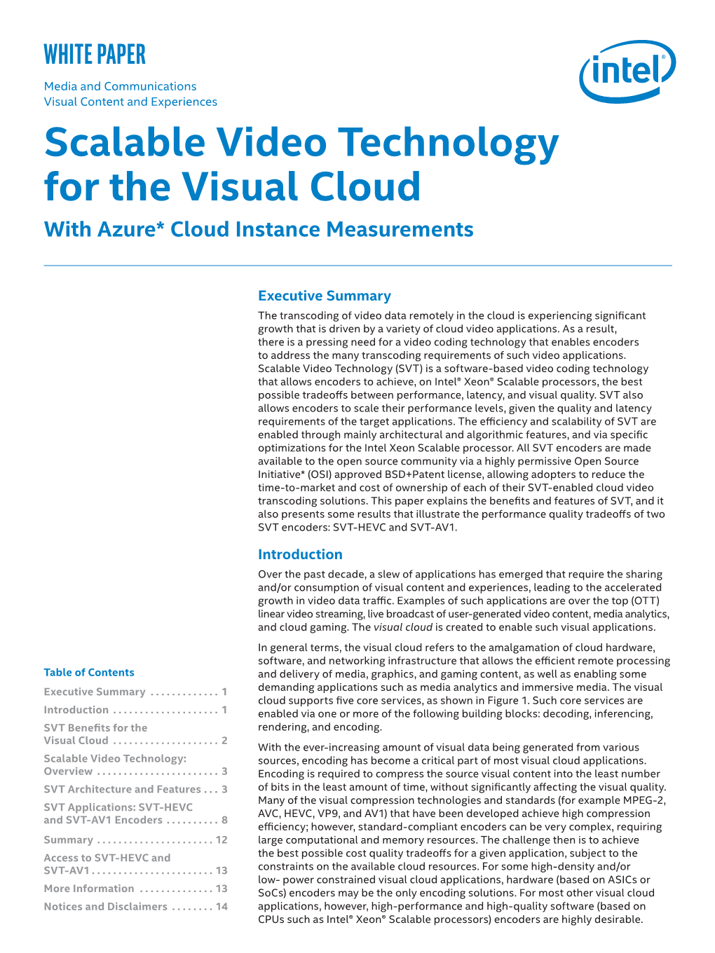 Scalable Video Technology for the Visual Cloud with Azure* Cloud Instance Measurements