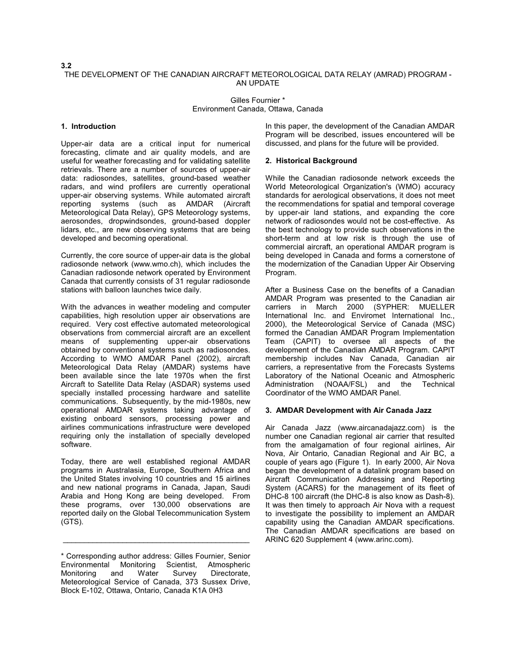 3.2 the Development of the Canadian Aircraft Meteorological Data Relay (Amrad) Program - an Update