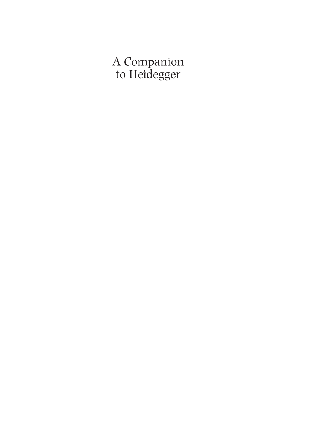 A Companion to Heidegger