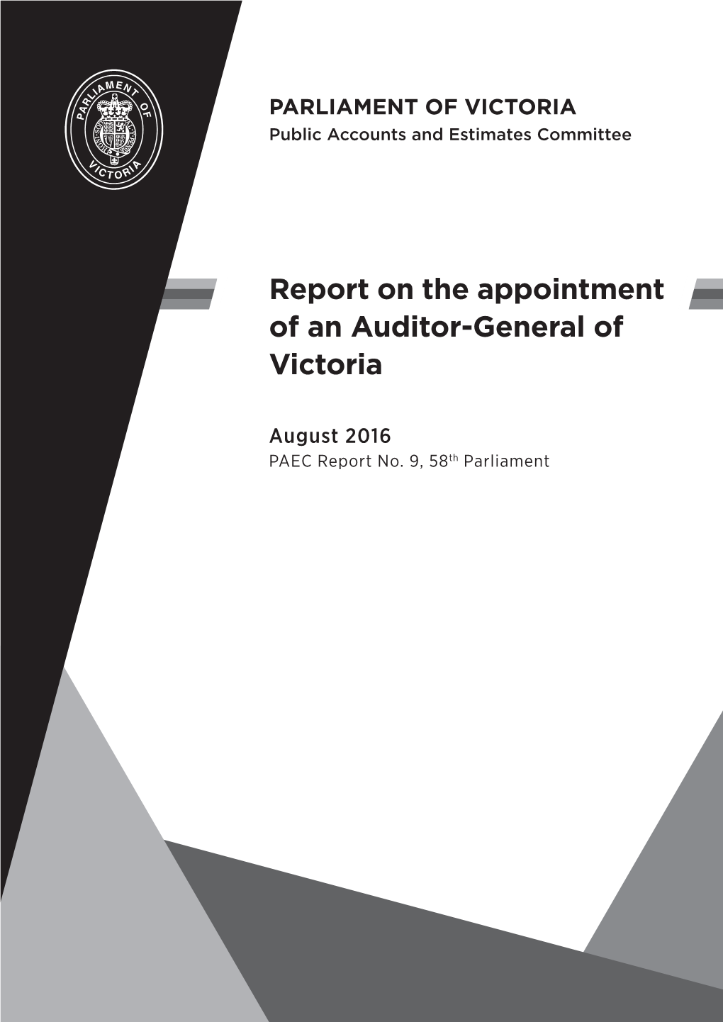Report on the Appointment of an Auditor-General of Victoria