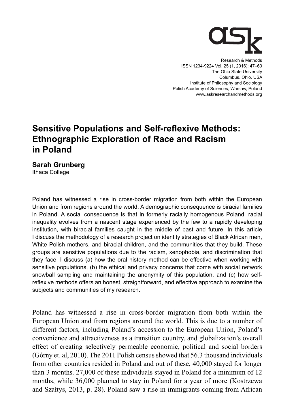 Ethnographic Exploration of Race and Racism in Poland