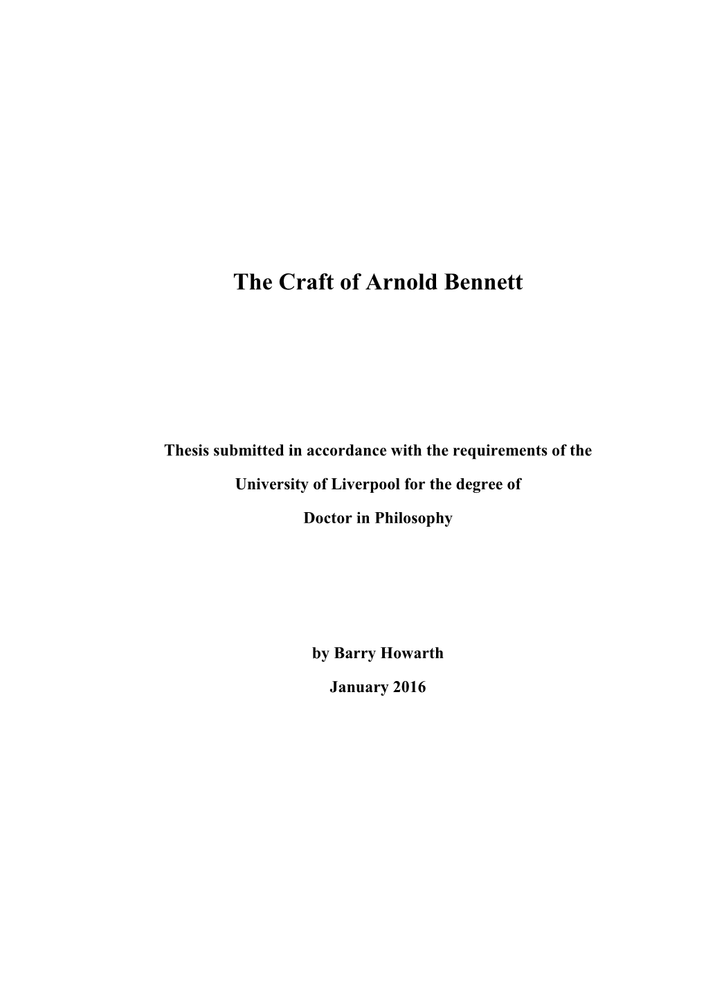 The Craft of Arnold Bennett