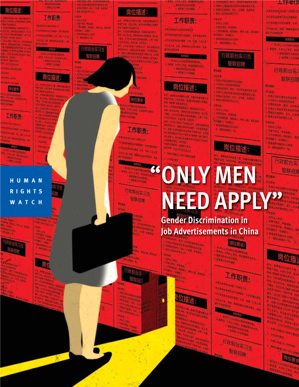 “Only Men Need Apply” Gender Discrimination in Job Advertisements in China