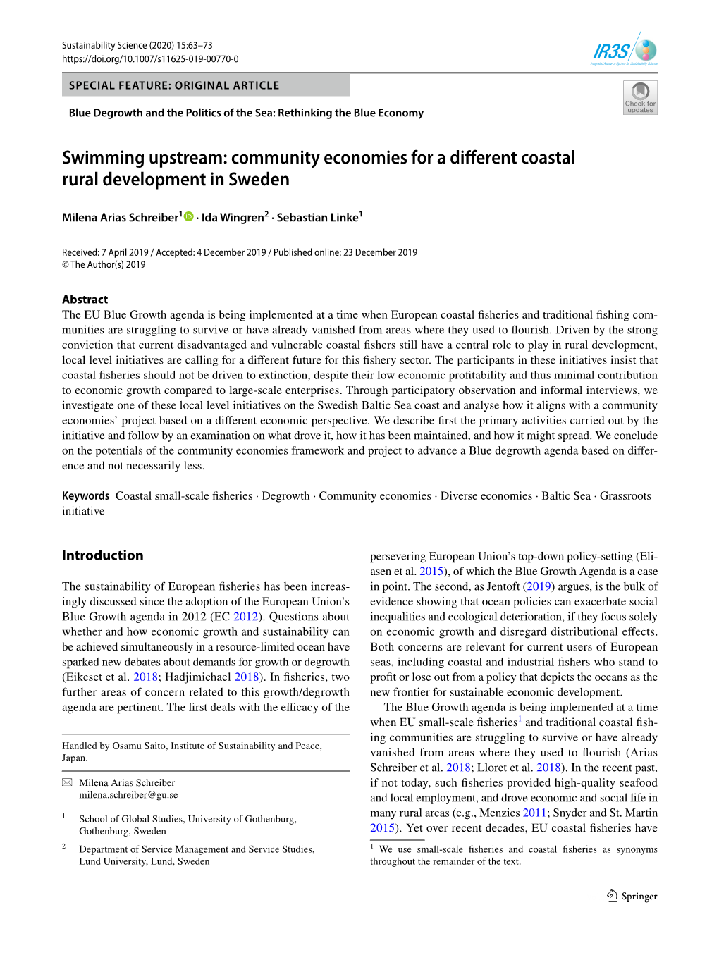 Community Economies for a Different Coastal Rural Development in Sweden