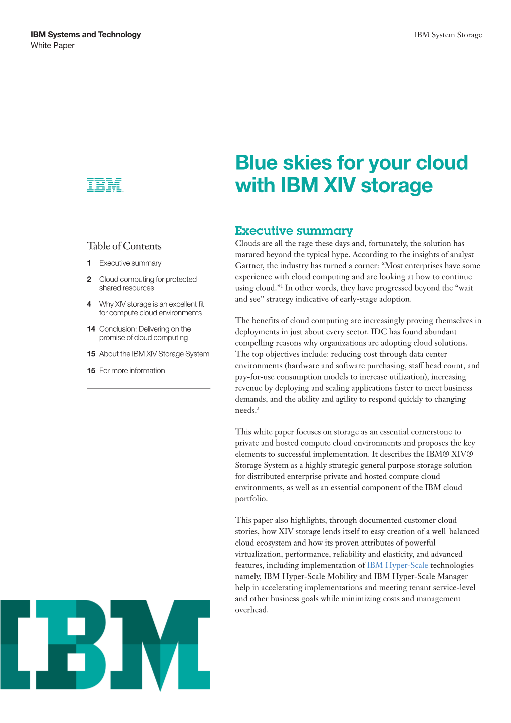 Blue Skies for Your Cloud with IBM XIV Storage