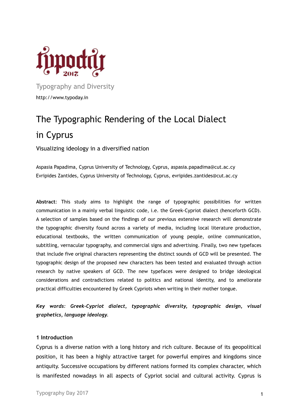 The Typographic Rendering of the Local Dialect in Cyprus Visualizing Ideology in a Diversified Nation