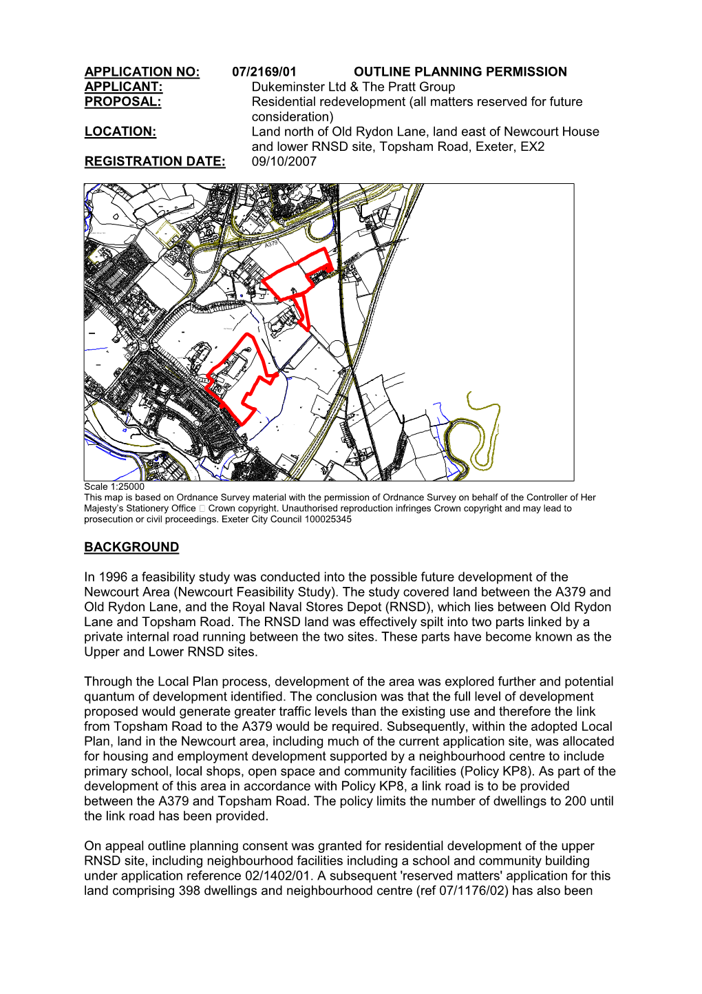 07/2169/01 Outline Planning Permission Applicant