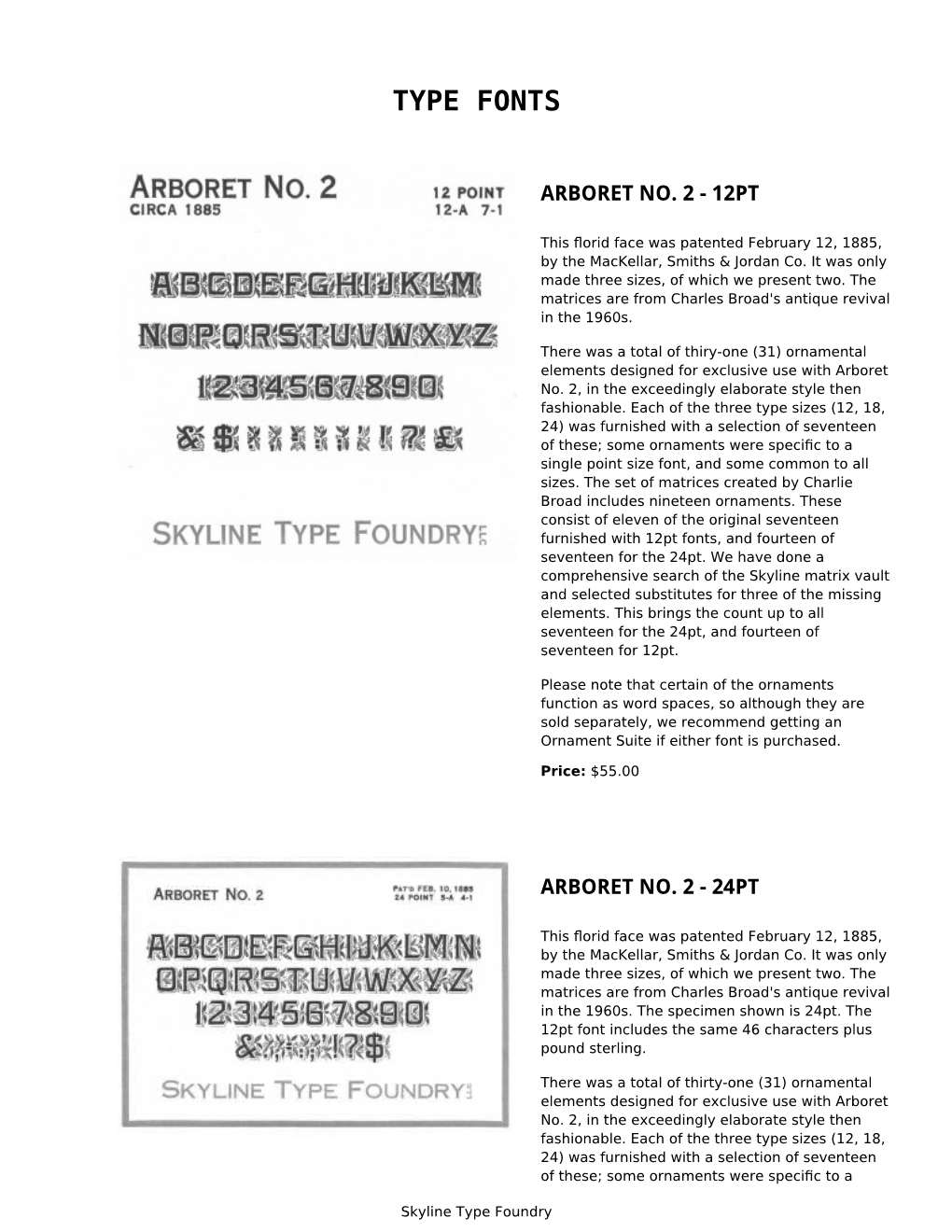 Fonts Catalog