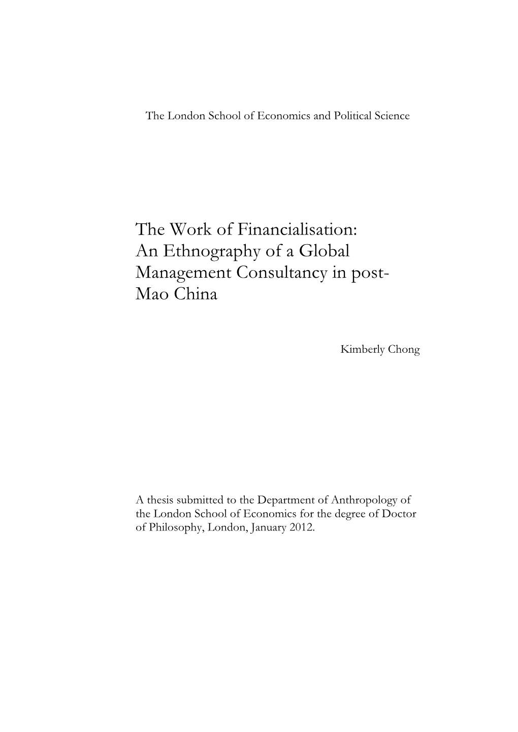 An Ethnography of a Global Management Consultancy in Post- Mao China