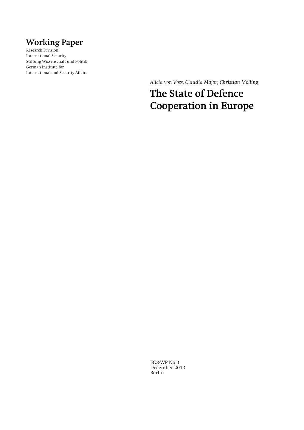 The State of Defence Cooperation in Europe