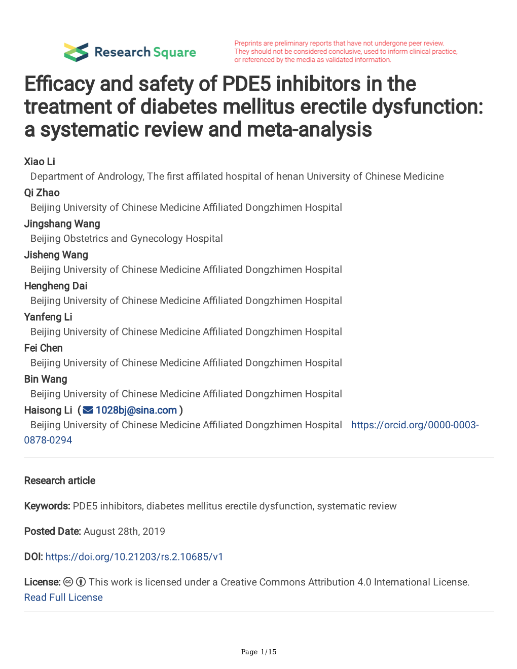 Efficacy and Safety of PDE5 Inhibitors in the Treatment of Diabetes Mellitus Erectile Dysfunction