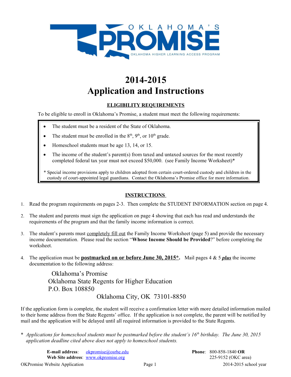 Application and Instructions