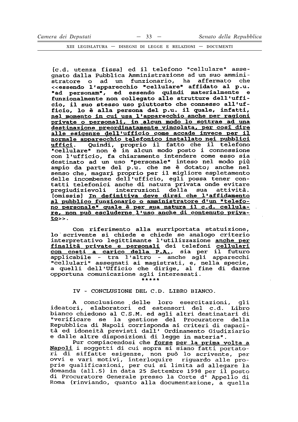 33 — Senato Della Repubblica Xiii Legislatura — Disegni Di Legge E