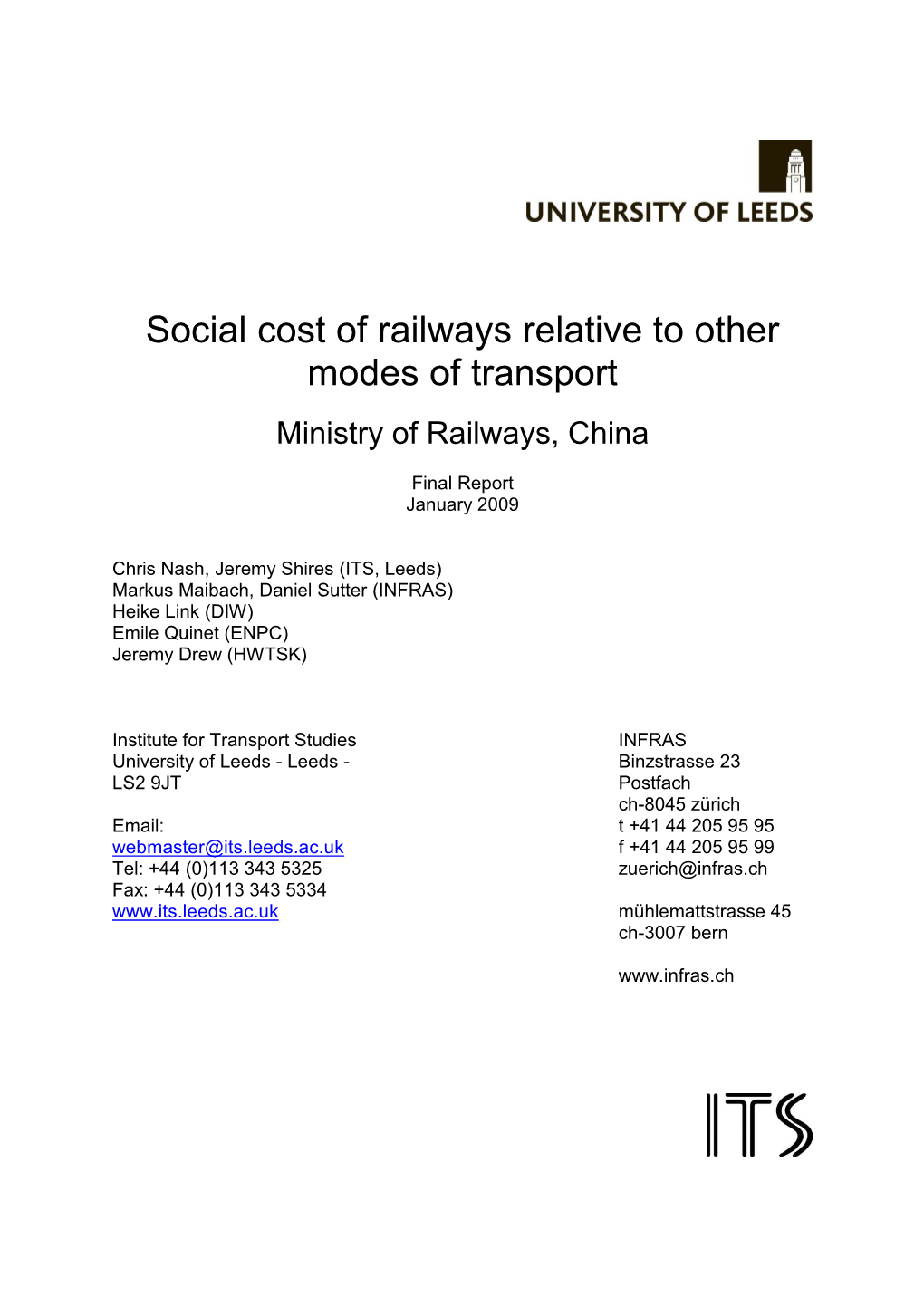 Drew-Nash Et Al on Social Cost of Railways Relative to Other Modes of Transport