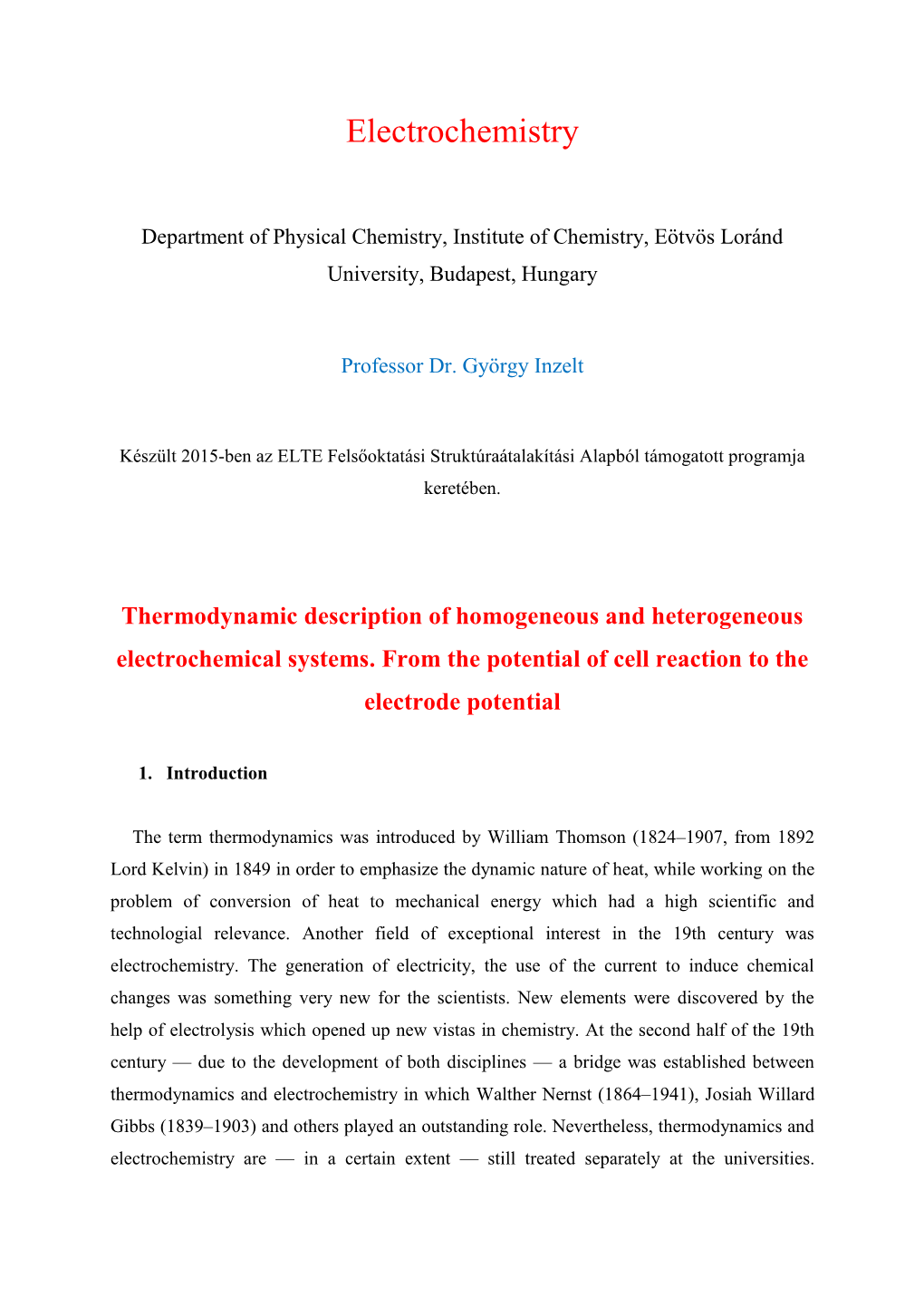 Electrochemistry