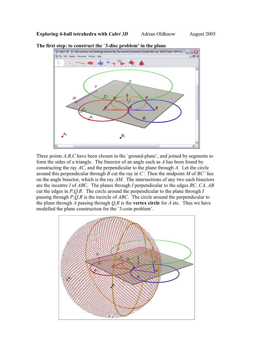 Exploring 4-Ball Tetrahedra with Cabri 3D